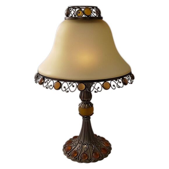 PartyLite Paris Retro Candle Holder Lamp Tealight Votive Vintage Amber Glass - Picture 9 of 16